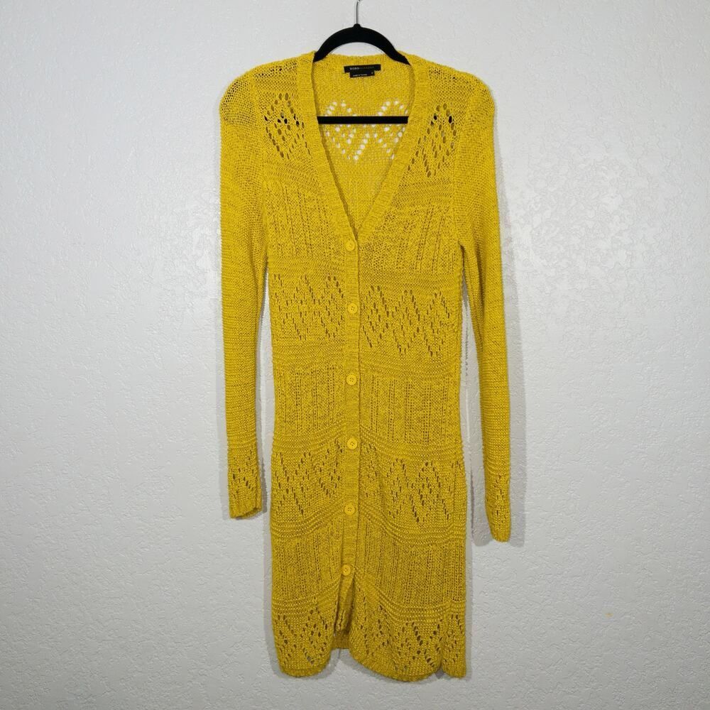BCGBMaxArzria Golden‎ Yellow Long Sleeve Knit Duster Cardigan Medium
